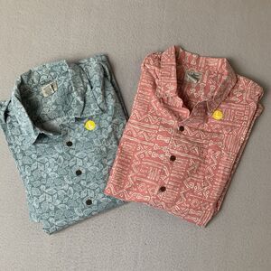 LL Bean Shirts Men LT All Over Print Loop Collar Traditional Fit Fishing Hiking